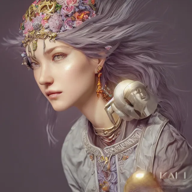 Image similar to studio portrait of neutral good colorful female cleric bard healer as absurdly beautiful, elegant, young sensual pretty woman, ultrafine hyperrealistic detailed face illustration by kim jung gi, irakli nadar, intricate linework, sharp focus, bright colors, matte, octopath traveler, final fantasy, unreal engine highly rendered, global illumination, radiant light, intricate environment