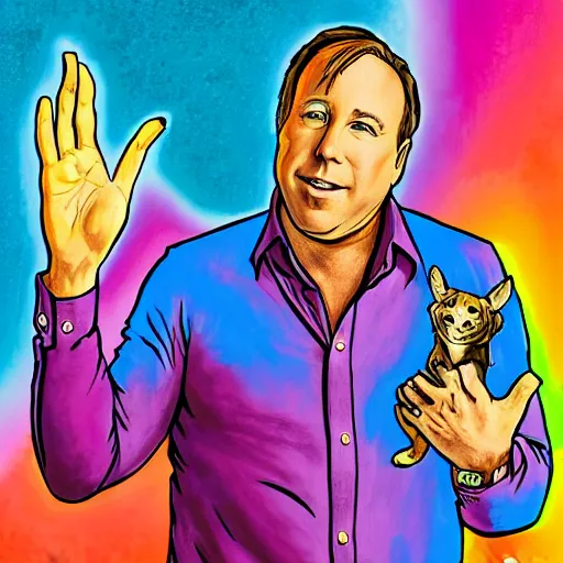 Prompt: alex jones by lisa frank