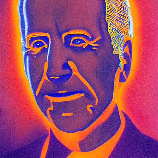 Image similar to portrait of joe biden, kirlian photography