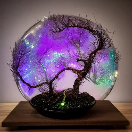 pyrography elemental synthwave fiberoptic bonsai, Stable Diffusion