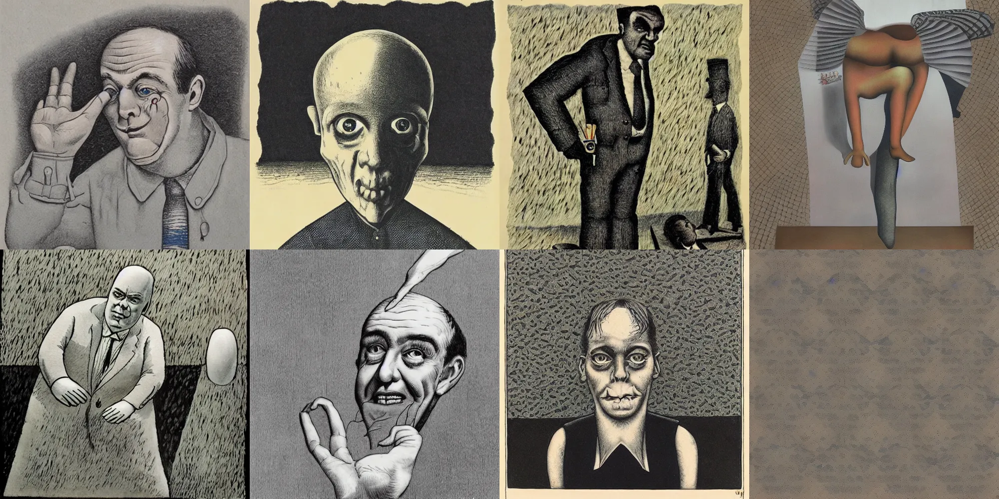 Prompt: artwork by Roland Topor