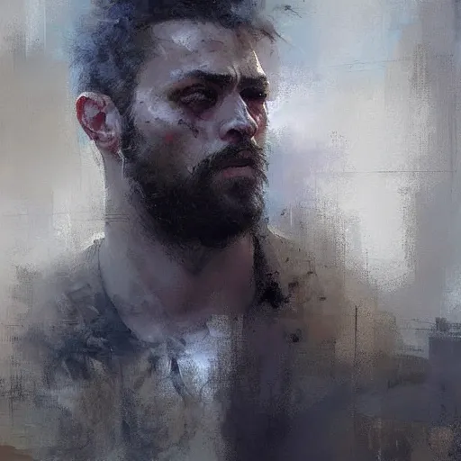 Image similar to gigachad painted by jeremy mann