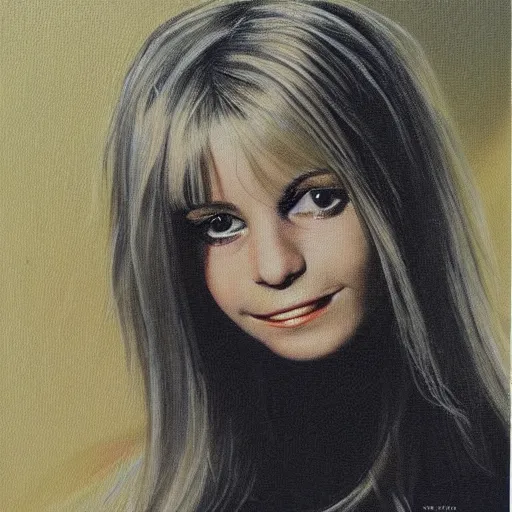 Prompt: gorgeous oil painting portrait of france gall, masterpiece, highly detailed