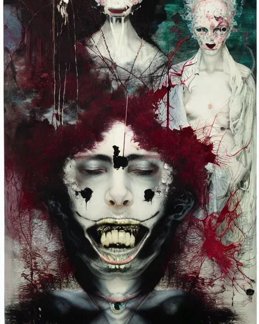 Image similar to sisters of parvos, hauntingly surreal, gothic, rich deep colours, painted by francis bacon, adrian ghenie, james jean and petra cortright, part by gerhard richter, part by takato yamamoto. 8 k masterpiece.