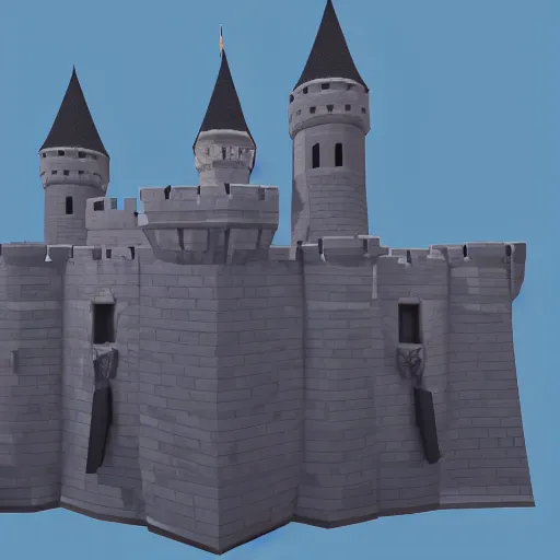 Prompt: Low poly render of a mighty castle