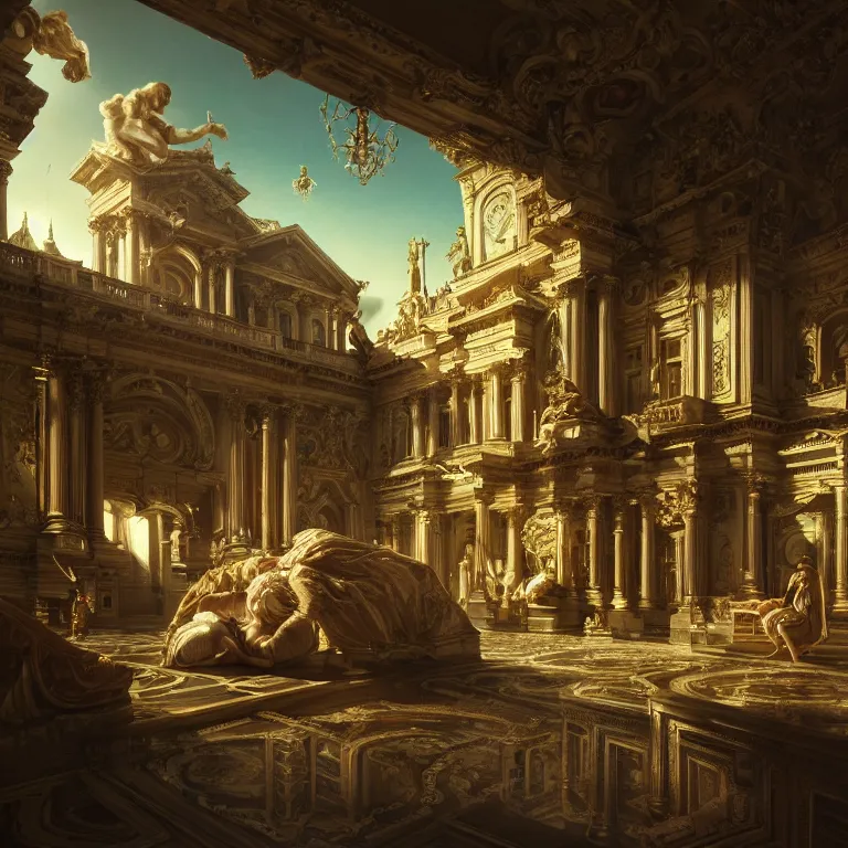 Image similar to motherboard, chip circuit, computer, dream - like atmosphere, baroque landscape painting, perfect composition, beautiful detailed intricate insanely detailed octane render trending on artstation, 8 k artistic photography, photorealistic, soft natural volumetric cinematic perfect light, chiaroscuro, award - winning photograph, masterpiece, raphael, caravaggio, greg rutkowski, beeple