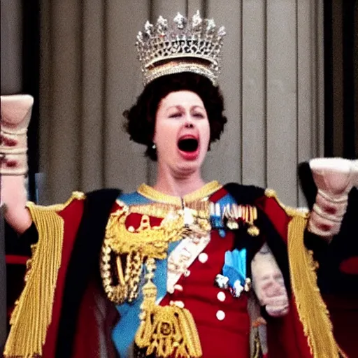 Prompt: queen elizabeth screaming