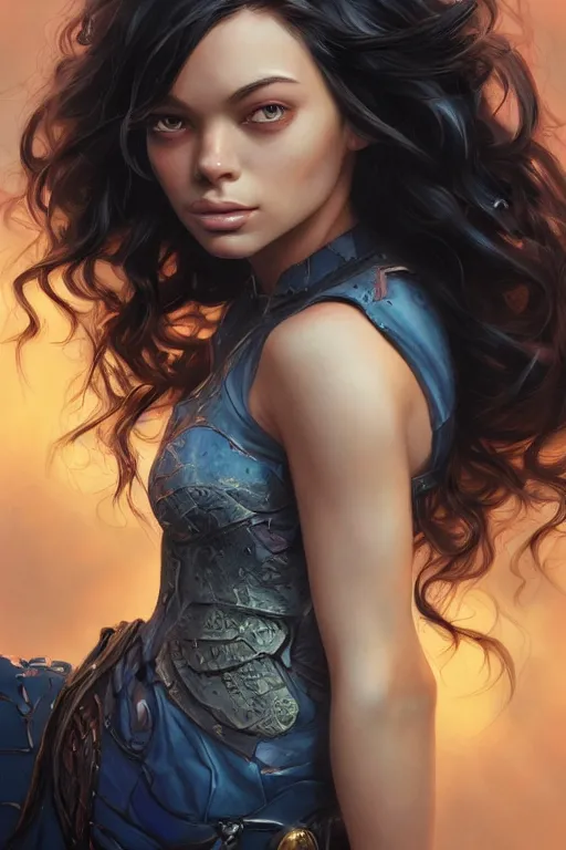 Prompt: fantasy comic book style portrait of a gorgeous teen model with ringlets who looks like miranda cosgrove, hyper realistic, illustration, trending on artstation, HD, 4k, 8k, intricate detailed anatomy, character design, by james gurney and tom bagshaw