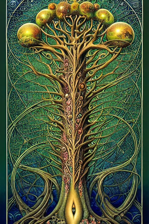 Image similar to tree of life by roger dean and andrew ferez, art forms of nature by ernst haeckel, divine chaos engine, symbolist, visionary, art nouveau, botanical fractal structures, organic, detailed, realistic, surreality