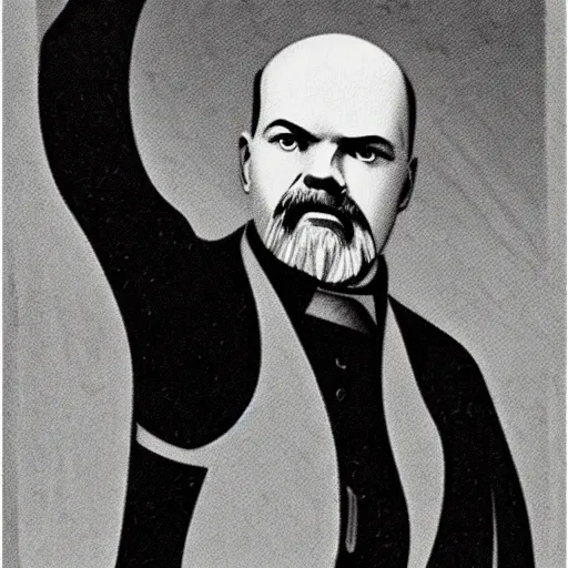 Prompt: vladimir lenin as a dj at the local night club, sharp lines, style of communist propaganda