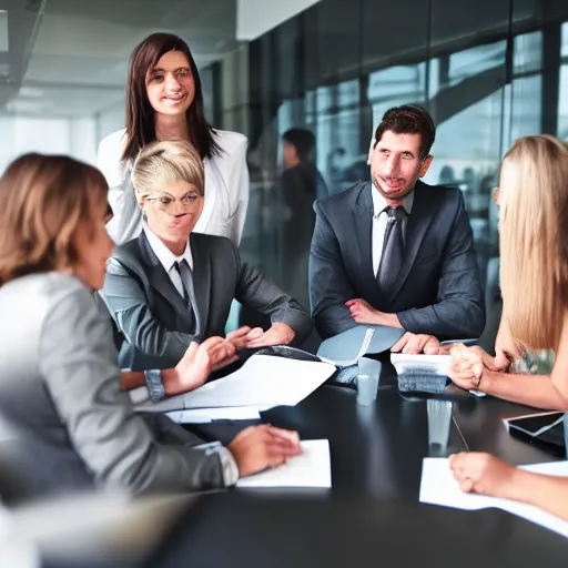 Image similar to highly detailed image 2 people in business meeting