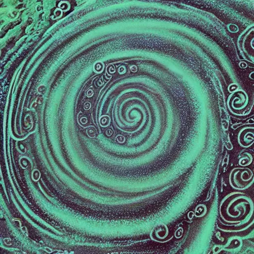 Image similar to a language of circles and spirals written by octopuses on an underwater cliff