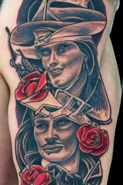 Image similar to American traditional tattoo of a sailor