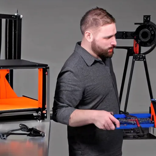 Image similar to josef prusa showing new prusa xxl 3 d printer high end photoshoot