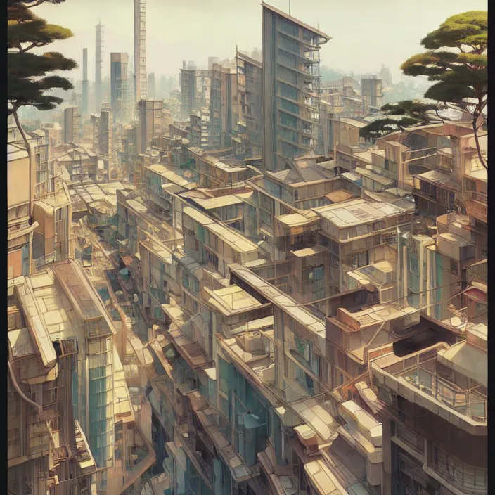 Image similar to japanese modern city, spring, in the style of studio ghibli, j. c. leyendecker, greg rutkowski, artem