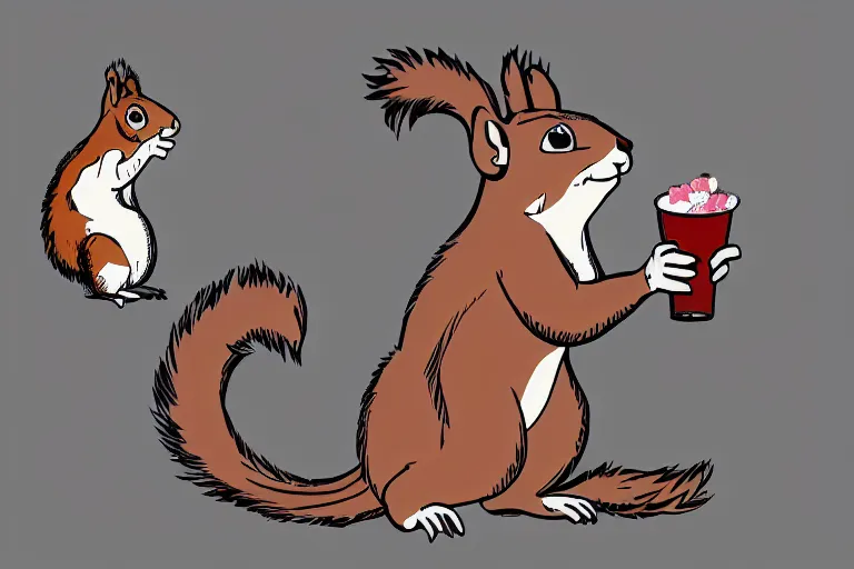 Image similar to a squirrel wearing a pimp costume, vector art