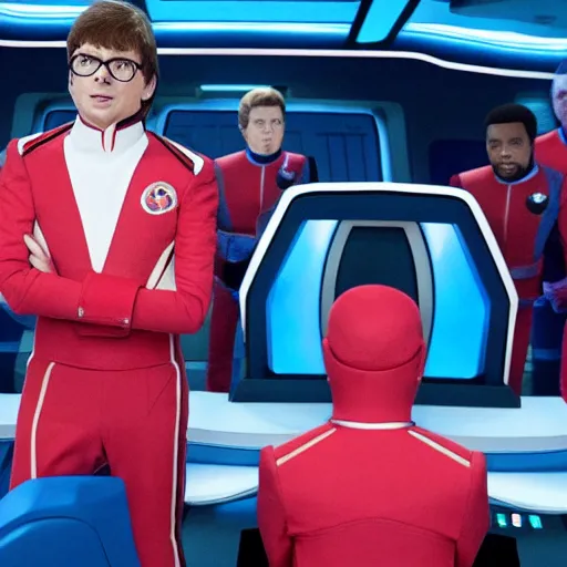 Prompt: austin powers as captain of the orville on the the bridge of the orville