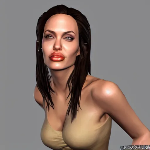 Prompt: angelina jolie fortnight skin, angelina jolie as a character in the video game fortnight, 3 d render, video game