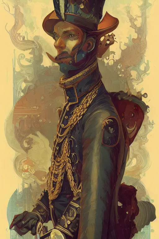 Image similar to portrait of a victorian era duke, man, royal style, art deco, stylized illustration by peter mohrbacher, moebius, victo ngai, vivid colorful comics style, clean line, diesel punk