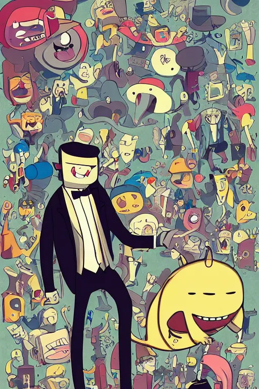 Prompt: gentleman in suit in style of adventure time, detailed, clean