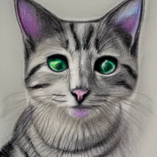 Prompt: crayon drawing of a cat