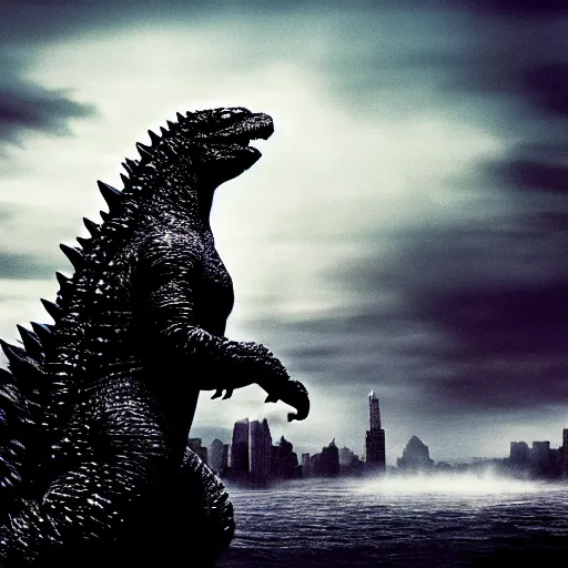 Image similar to godzilla by tim burton 4k