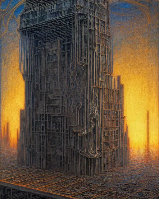 Image similar to unfinished building by jean delville, darkacademia fisheye apocalyptic cosmic, archdaily, wallpaper, highly detailed, trending on artstation.