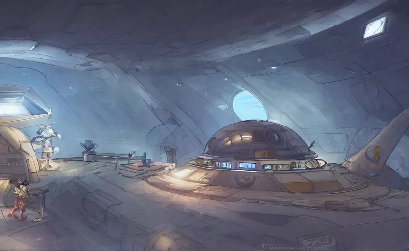 Prompt: house build on a spaceship, by akira toriyama, artstation, digital painting