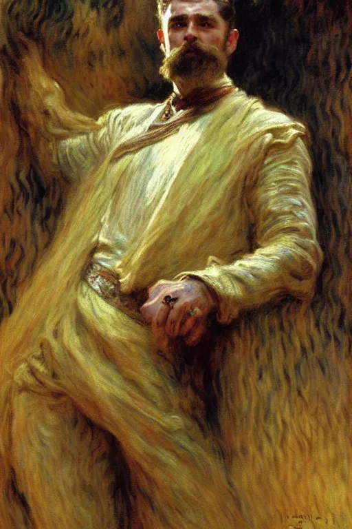 Image similar to attractive male, the lord of the rings, painting by, gaston bussiere, craig mullins, j. c. leyendecker, claude monet