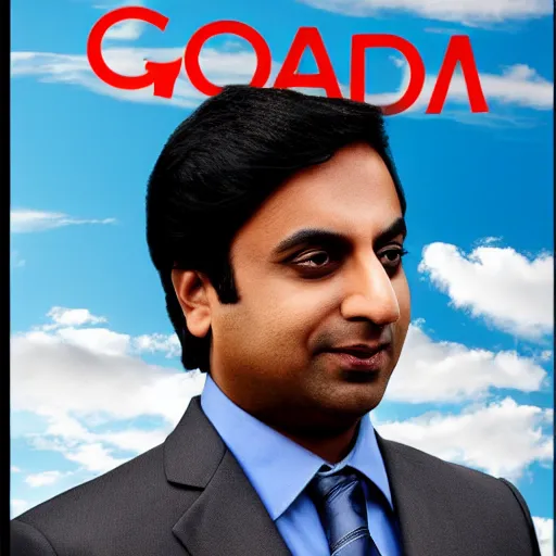 Image similar to Raj Koothrappali as Saul Goodman, promo poster, clouds in the background