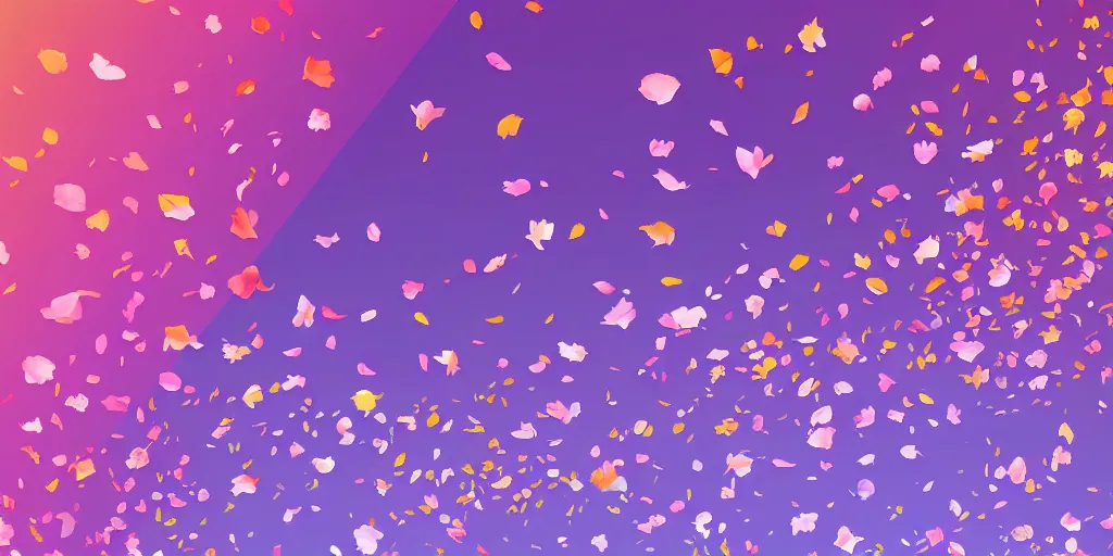 Image similar to background art of spaciously scattered flower petals flowing through the air from left to right on a clean background, petals, polygonal fragments, anime, artgerm, manga, trending on artstation, art nouveau, mature color scheme