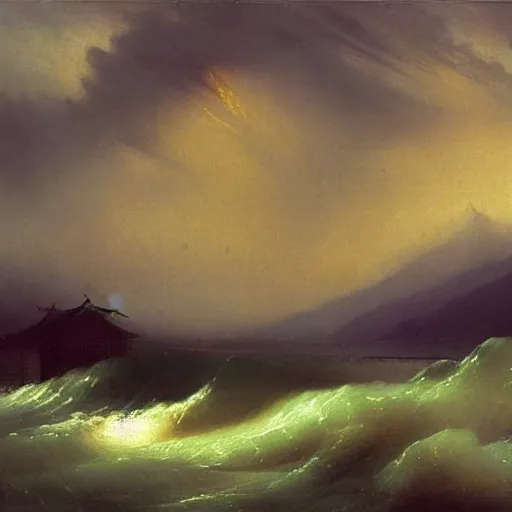 Prompt: heavy rain with flood in south korea by Aivazovsky