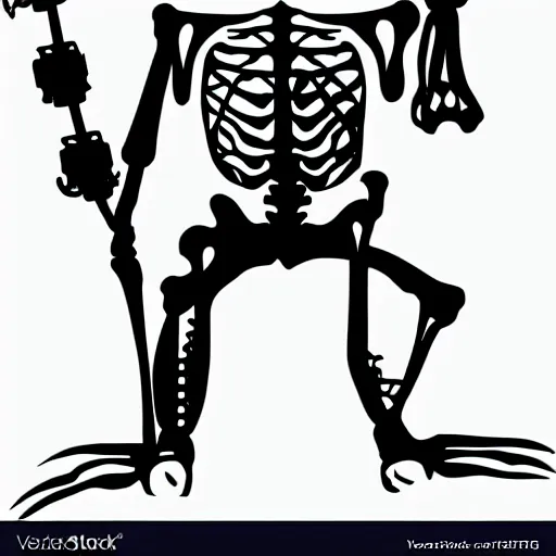 Image similar to whatsapp sticker of a pirate skeleton using an old 8 0's computer, vector