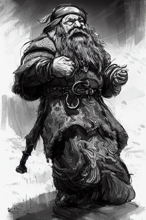 Image similar to Concept art of a dwarf by Even Amundsen, digital ink