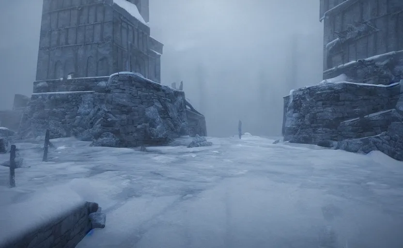 Prompt: King's Landing in the snowstorm at night, doomy, Unreal Engine, cinematic photography, highly-detailed, games of thrones, HBO, high resolution, 8k, photorealistic, stunning volumetric lighting