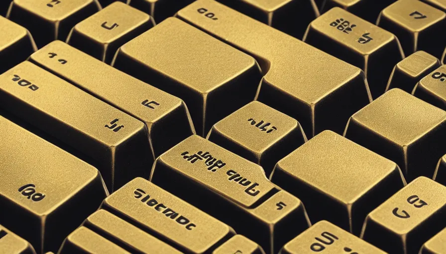 Image similar to a keyboard made of gold, 4k photography,