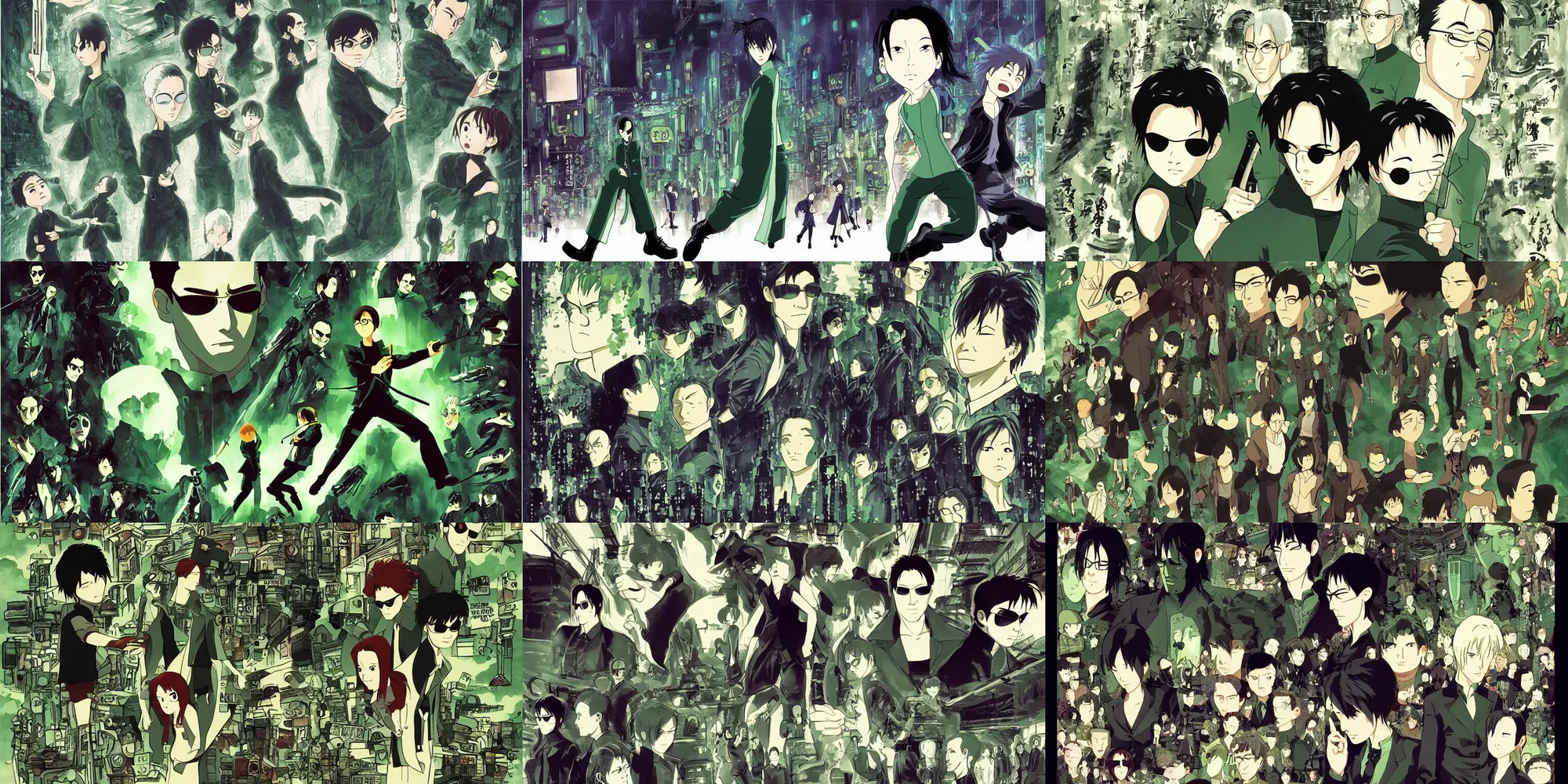 Prompt: the matrix in the style of studio ghibli