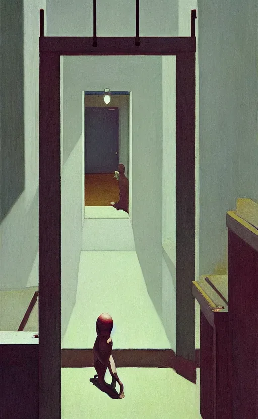 Image similar to Inside a prison cell, very coherent, painted by Edward Hopper, Wayne Barlowe, painted by James Gilleard, airbrush, art by JamesJean