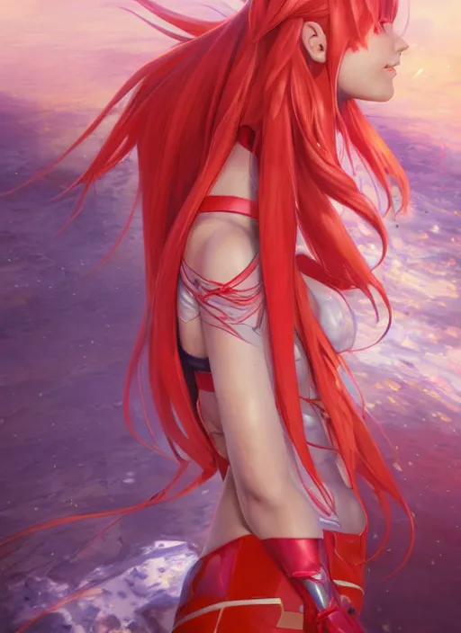 Image similar to asuka langley soryu, from league of legends, hyper detailed, digital art, trending in artstation, cinematic lighting, studio quality, smooth render, fluorescent skin, unreal engine 5 rendered, octane rendered, art style by klimt and nixeu and ian sprigger and wlop and krenz cushart