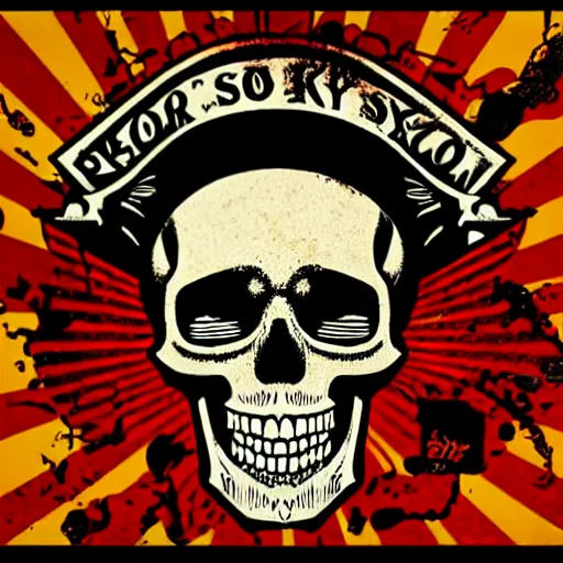 Image similar to punk rock skull, solo. by shepard fairey