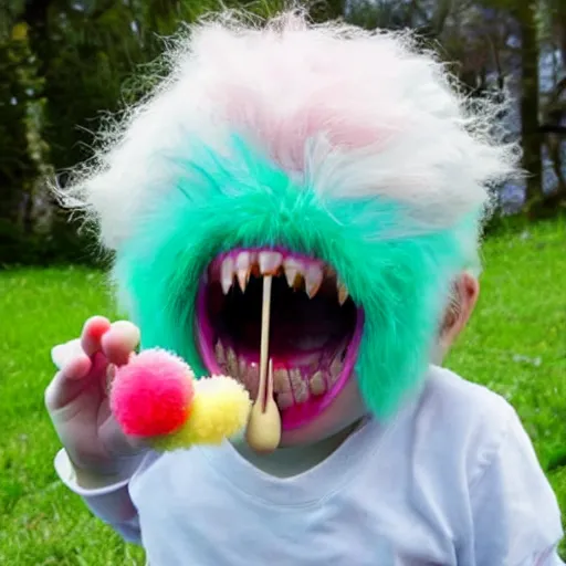 Prompt: lollipop monster eating human