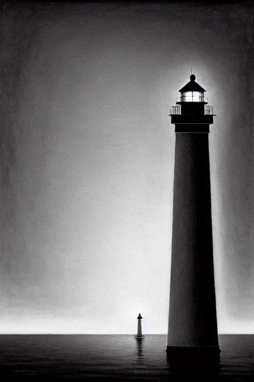 Image similar to the lighthouse, black and white, edward hopper and james gilleard zdzislaw beksisnski higly detailed