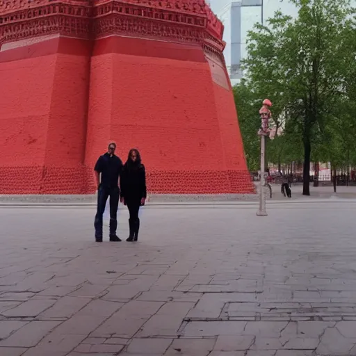 Image similar to a man and a woman standing on the red place of moscow