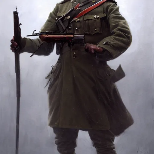 Prompt: a dramatic epic ethereal portrait of a WWI soldier, full body with dynamic pose, male, detailed face, cinematic lighting, highly detailed oil on canvas painting by Greg Rutkowski, winning-award digital art trending on Artstation H 1024 W 832