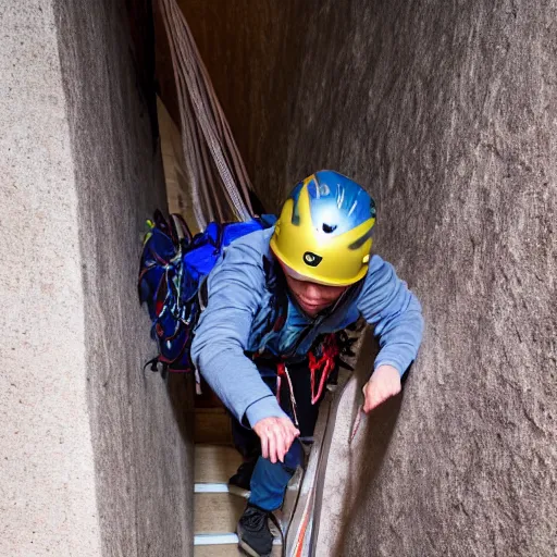 Image similar to climbing expedition on stairwell, high quality photo