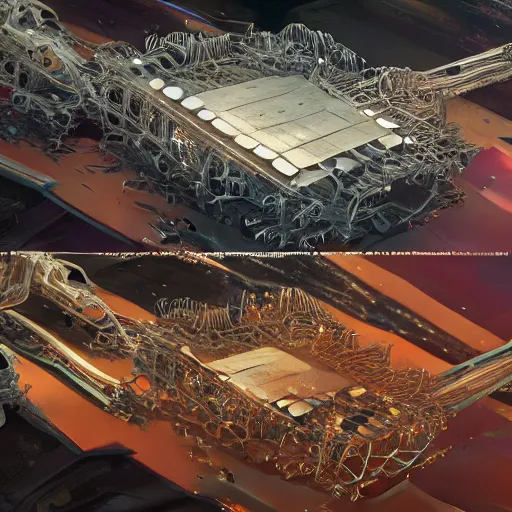 Image similar to sci-fi motherboard structure on the coronation of napoleon painting and digital billboard in the middle, unreal engine 5, keyshot, octane, artstation trending, ultra high detail, ultra realistic, cinematic, 8k, 16k, in style of zaha hadid, in style of nanospace Michael Menzelincev, in style of Lee SOUDER, colors in style of the Blade Runner 2049, in plastic, dark, tilt shift,