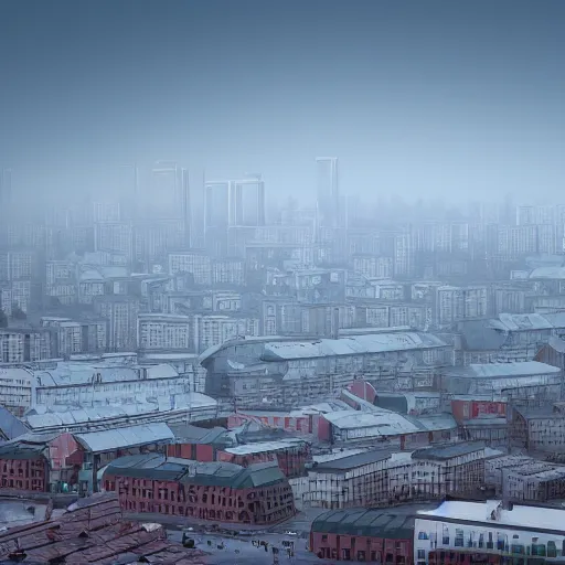 Prompt: smog over the typical russian city, photo-realistic