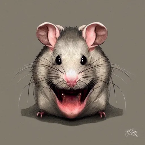 Image similar to a rat with the face in the shape of Lysoform, trending at artstation