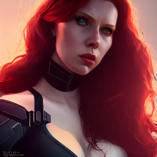 Image similar to Ewa Sonnet as black widow, au naturel, hyper detailed, digital art, trending in artstation, cinematic lighting, studio quality, smooth render, unreal engine 5 rendered, octane rendered, art style by klimt and nixeu and ian sprigger and wlop and krenz cushart