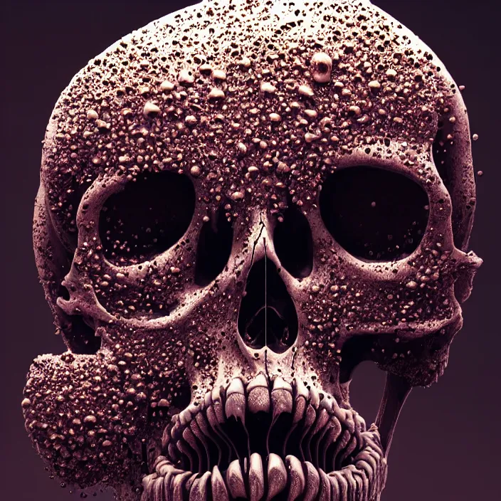 Image similar to portrait of a melting skull. covered in ants. intricate abstract. intricate artwork. nightmare fuel. by Tooth Wu, wlop, beeple, dan mumford. octane render, trending on artstation, greg rutkowski very coherent symmetrical artwork. cinematic, hyper realism, high detail, octane render, 8k, iridescent accents